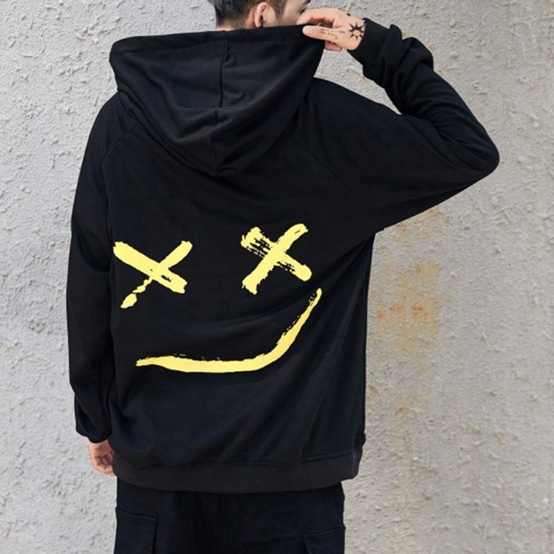 Unisex Oversized Smile Design Streetwear Hoodies