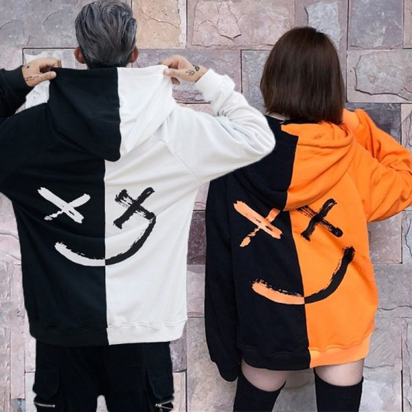 Unisex Oversized Smile Design Streetwear Hoodies