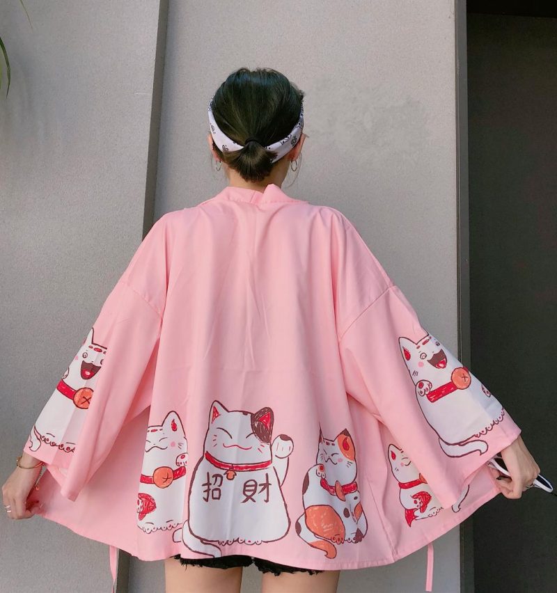 Kawaii Cat Japanese Women Kimono