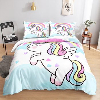 Kawaii Colorful Luminous Unicorn Kids Bedding Set