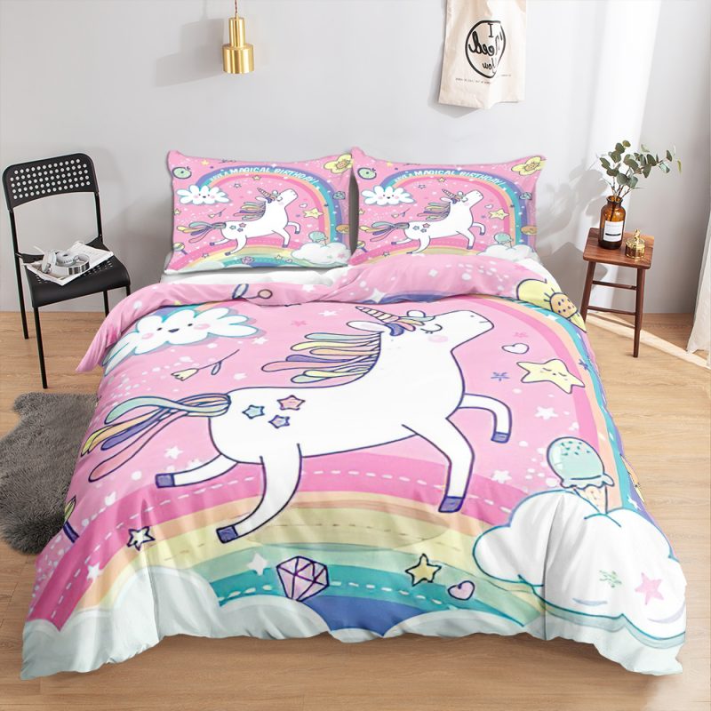 Kawaii Colorful Luminous Unicorn Kids Bedding Set
