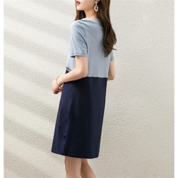 Women Simple Style Loose Cotton Mini Dress