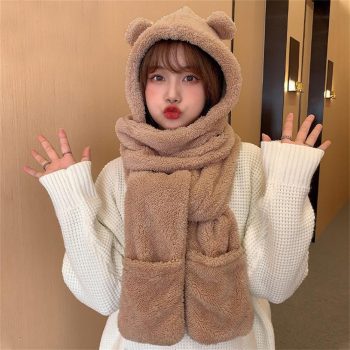Kawaii Bear Hand Warmer Scarf Combo