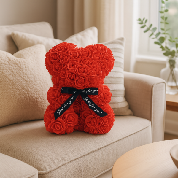 Red Rose Bear Red Rose Teddy Bear on a Sofa