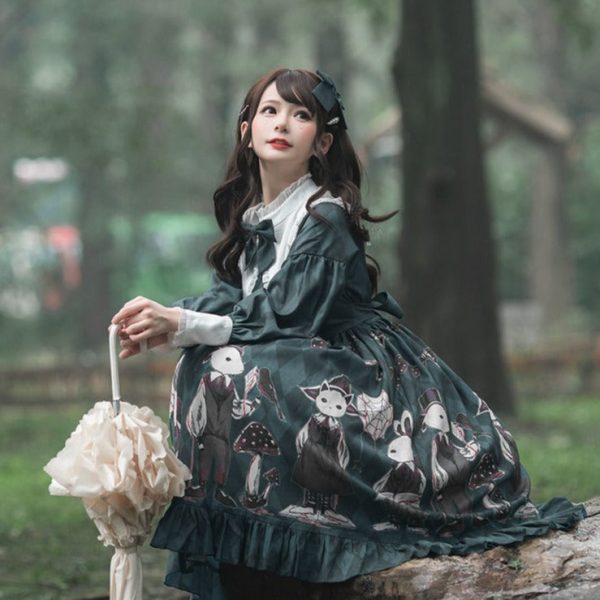 Creepy Bunny Forest Green Dress – kawaii gift idea for her
