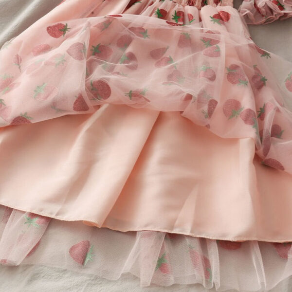 Chiffon Strawberry Puff Sleeve Dress Chiffon Strawberry Puff Sleeve Dress – kawaii gift for best friend
