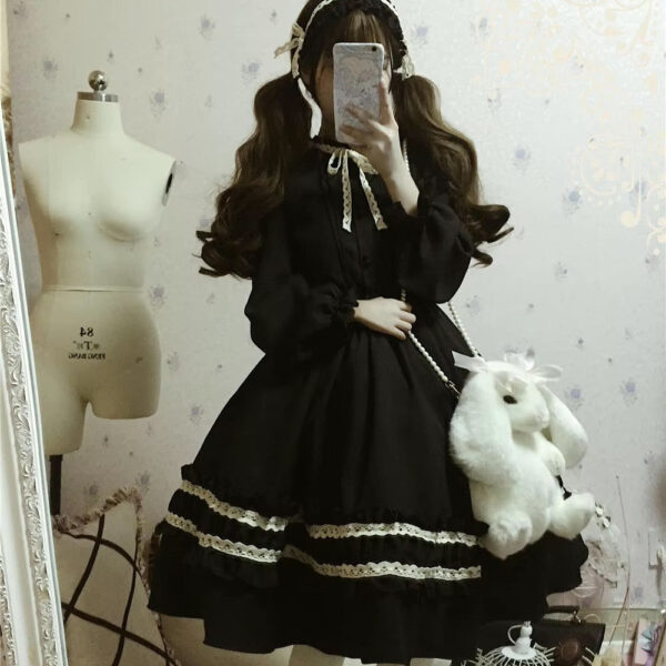 Dark Academia Black Dress Dark Academia Black Dress – soft kawaii plushie gift idea