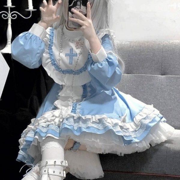 Hail Mary Ruffled Blue Dress – buy kawaii dress online – kawaii gift