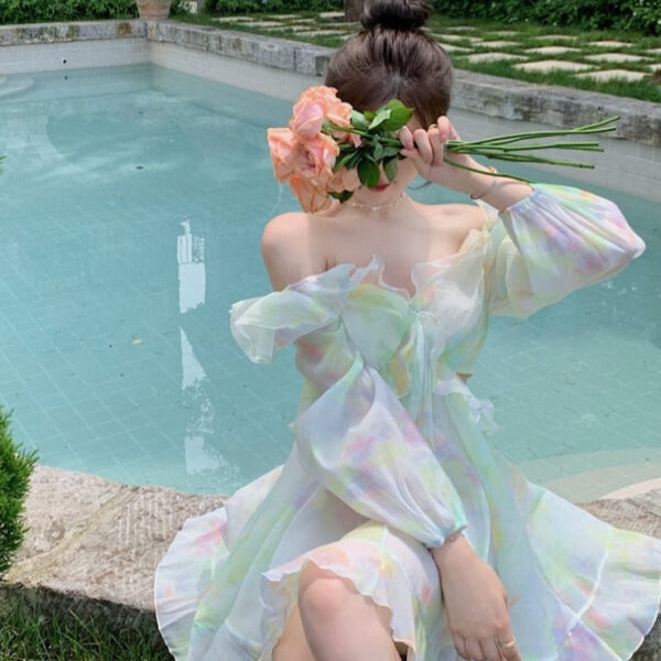Tie-Dye Fairy Ruffled Dress Tie-Dye Fairy Ruffled Dress – kawaii aesthetic gift for adults