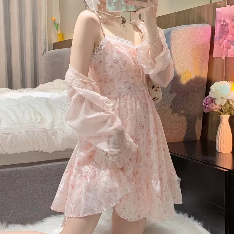 Pink Floral Whimsy Dress — Kawaii Harajuku Dress | My Heart Teddy