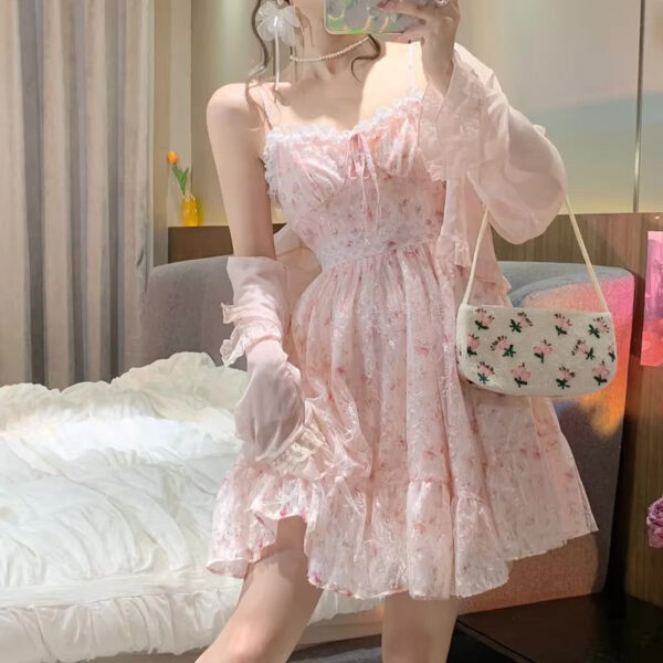 Pink Floral Whimsy Dress Pink Floral Whimsy Dress – soft kawaii plushie gift idea
