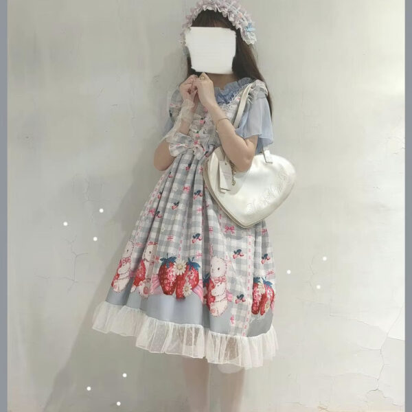 Plaid Strawberry Bunny Princess Dress Plaid Strawberry Bunny Princess Dress – kawaii room decor and gift