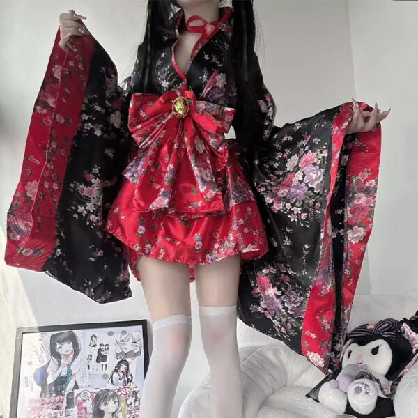 Traditional Japanese Pink & Black Kimono Dress Traditional Japanese Pink & Black Kimono Dress – cute kawaii dress gift for girlfriend
