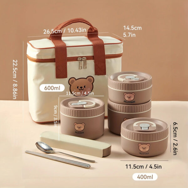 Cute Bear Portable Bento Box Set Cute Bear Portable Bento Box Set – kawaii room decor and gift
