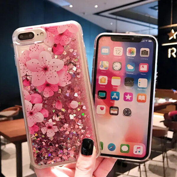 Sakura Liquid Glitter iPhone Case – kawaii room decor and gift