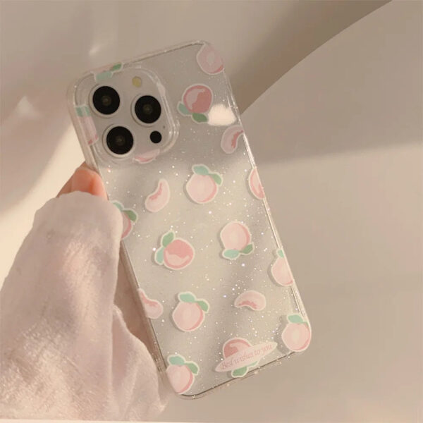 Peachy Glitter iPhone Case – soft kawaii plushie gift idea