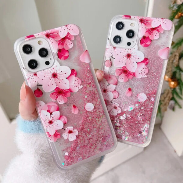Sakura Liquid Glitter iPhone Case – kawaii aesthetic gift for adults