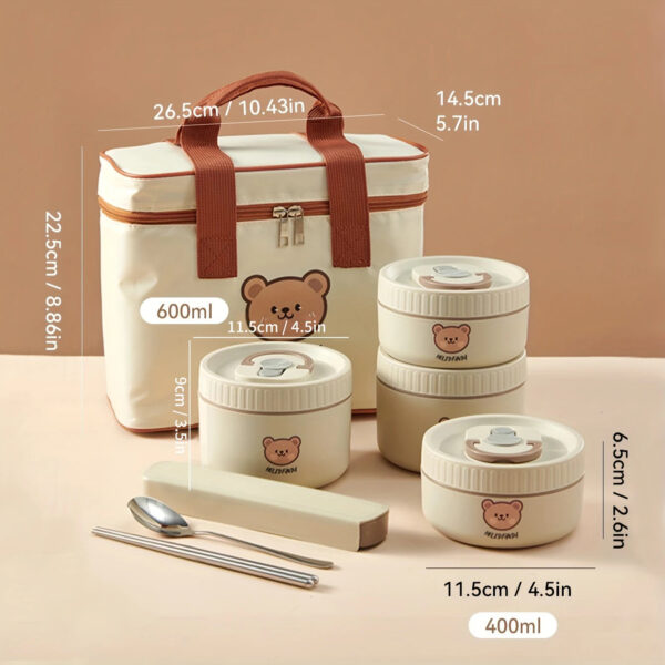 Cute Bear Portable Bento Box Set Cute Bear Portable Bento Box Set – kawaii gift idea for her