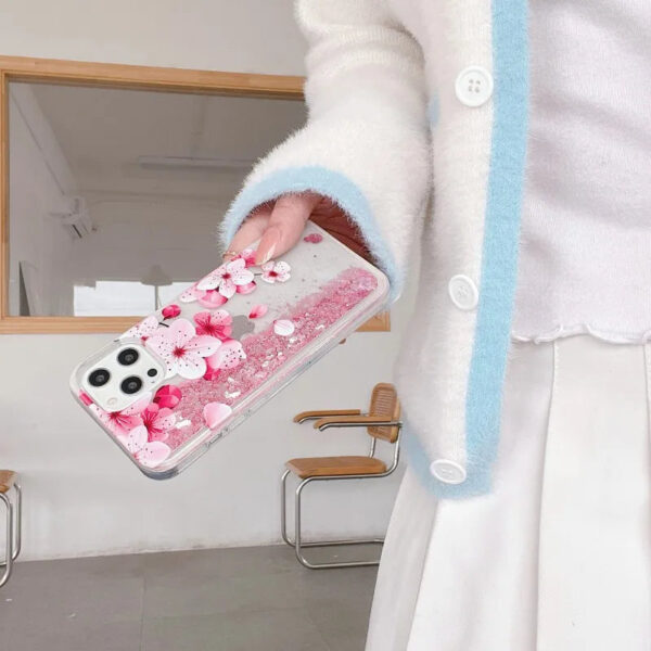 Sakura Liquid Glitter iPhone Case – cute kawaii phone cases gift for girlfriend