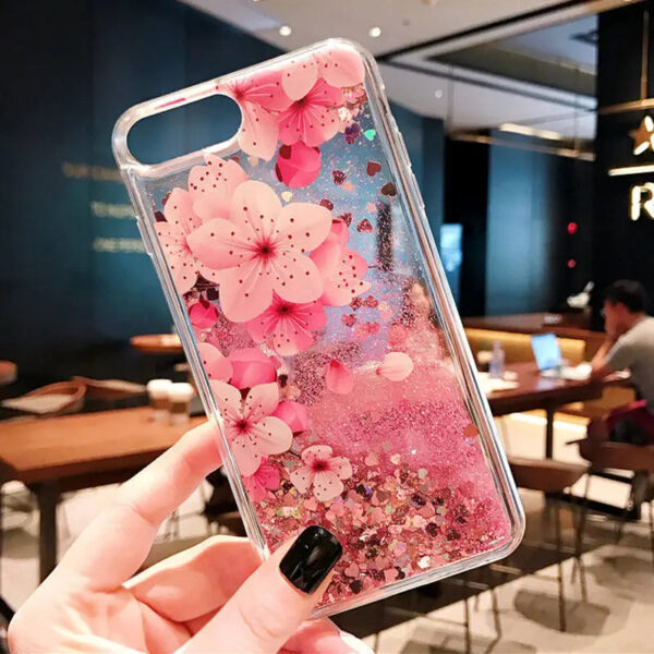 Sakura Liquid Glitter iPhone Case – kawaii gift for best friend