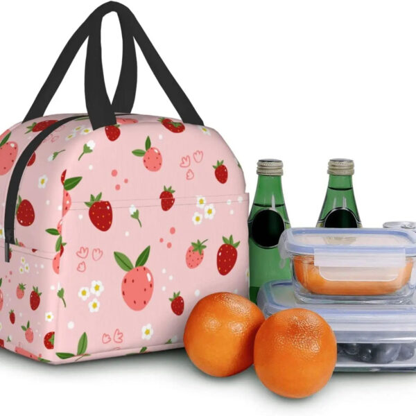 Strawberry Print Insulated Lunch Bags – kawaii aesthetic gift for adults