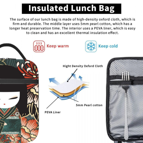 Kokeshi Doll Insulated Lunch Bags Kokeshi Doll Insulated Lunch Bags – kawaii gift idea for her