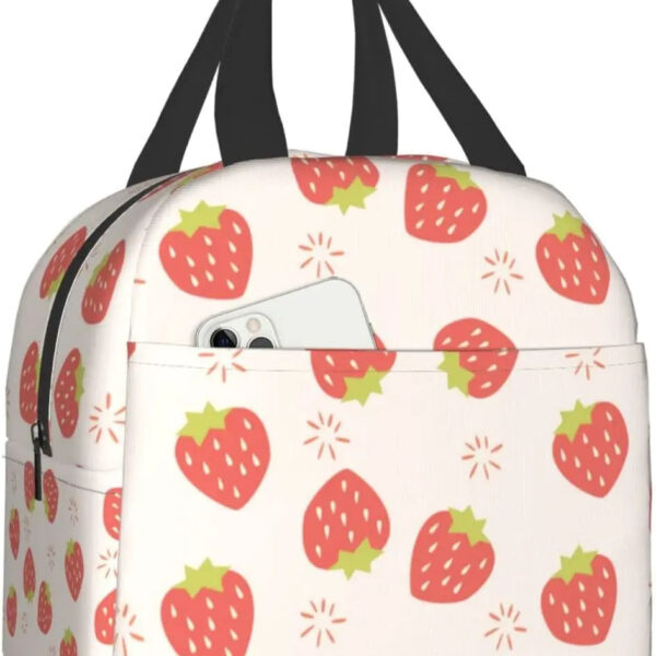 Strawberry Print Insulated Lunch Bags – kawaii gift for best friend