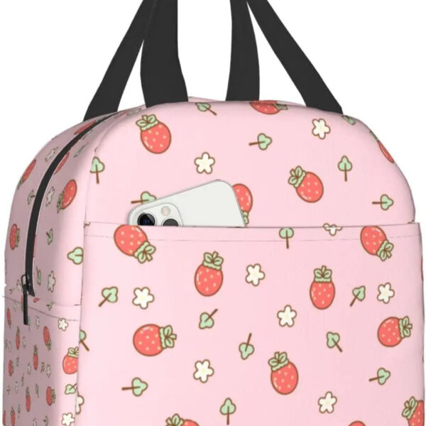 Strawberry Print Insulated Lunch Bags – soft kawaii plushie gift idea