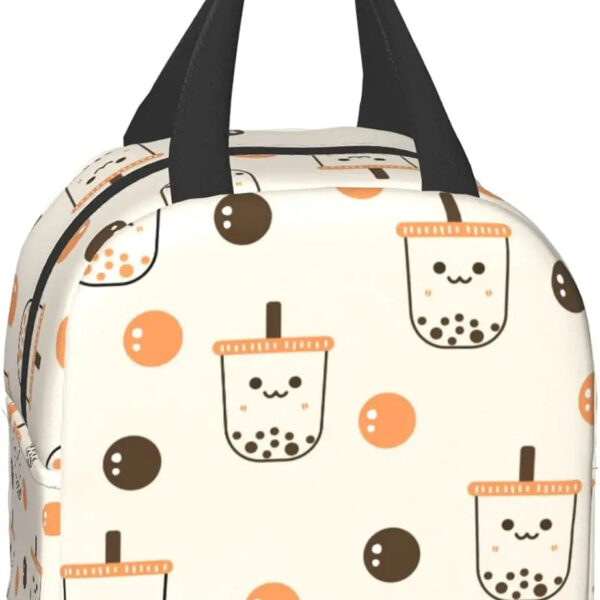 Boba Tea Print Insulated Lunch Bag – cute kawaii bento box gift for girlfriend