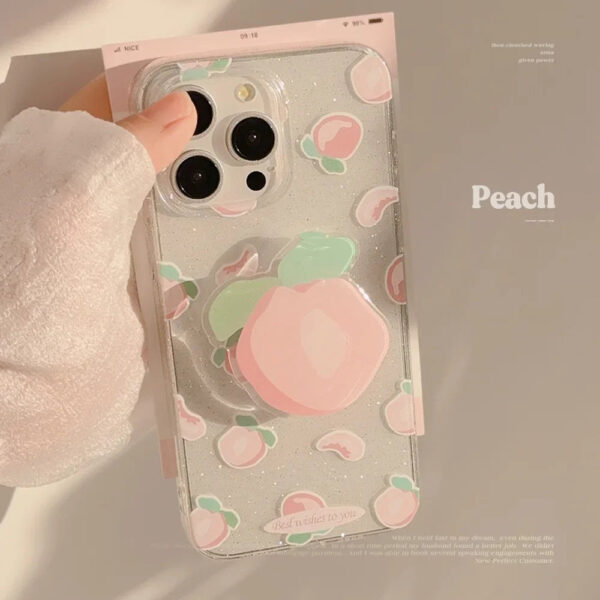 Peachy Glitter iPhone Case – kawaii aesthetic gift for adults