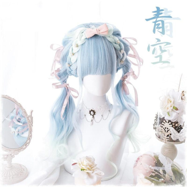 Baby Blue Wavy Wig Baby Blue Wavy Wig – cute kawaii wigs gift for girlfriend