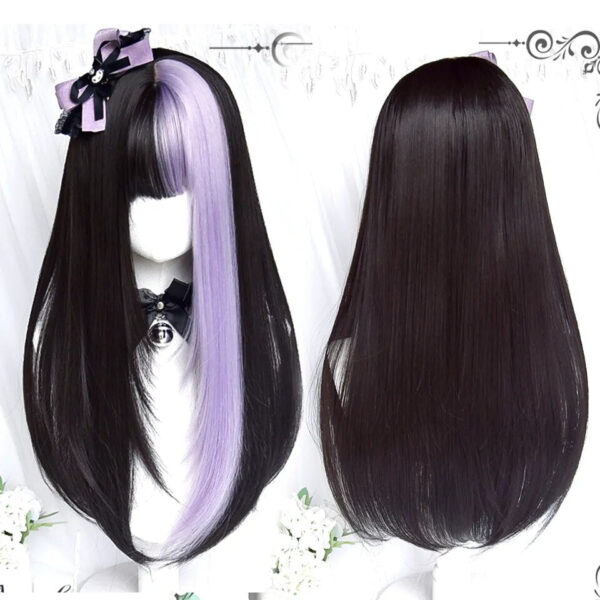 Black & Purple Color Block Wig – cute kawaii wigs gift for girlfriend