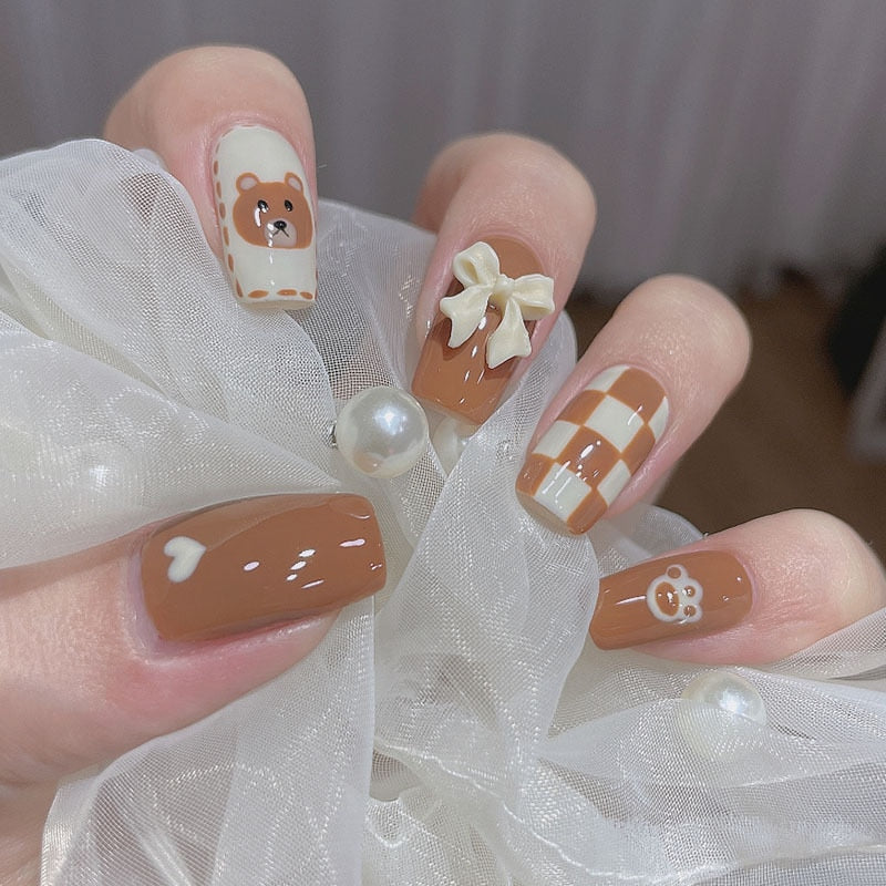 Brown Bear Press On Nails — Kawaii Stuffed Animal | My Heart Teddy