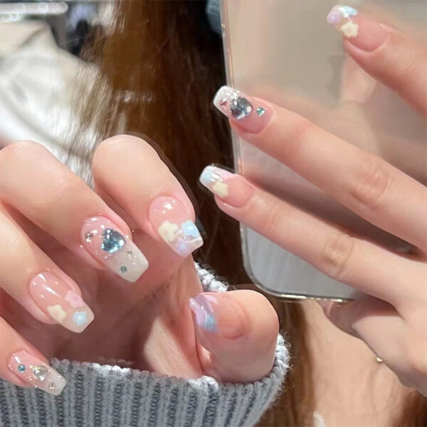 Clear Glittery Press On Nails Clear Glittery Press On Nails – soft kawaii plushie gift idea