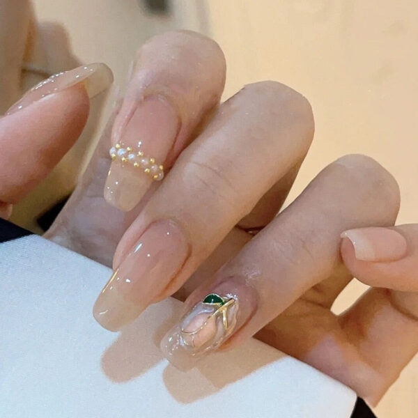 Clear Neutral Tone Press On Nails – best kawaii gift for birthday