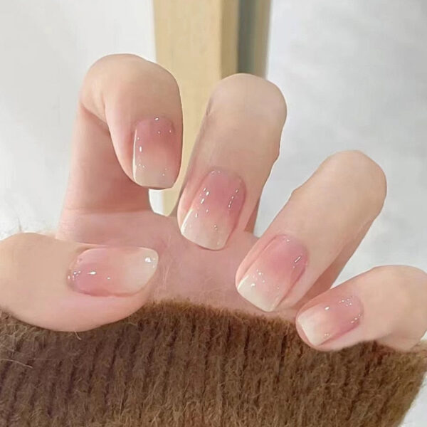 Clear Neutral Tone Press On Nails – soft kawaii plushie gift idea