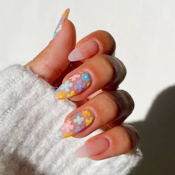 Clear Neutral Tone Press On Nails – soft kawaii plushie gift idea