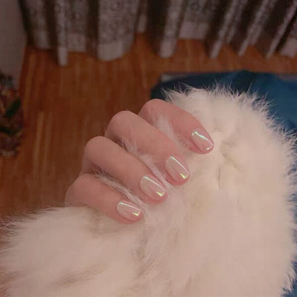 Clear Neutral Tone Press On Nails – soft kawaii plushie gift idea