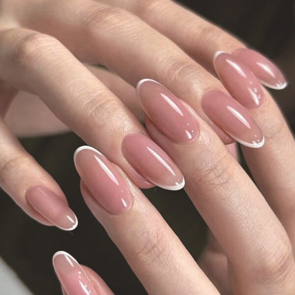 Clear Neutral Tone Press On Nails – soft kawaii plushie gift idea