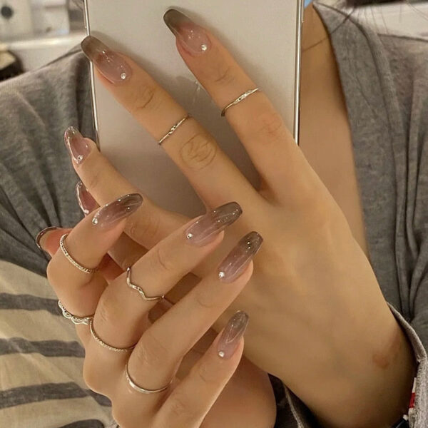 Clear Neutral Tone Press On Nails – kawaii gift idea for her