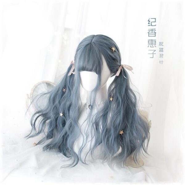 Gothic Blue Long Cosplay Wig – soft kawaii plushie gift idea