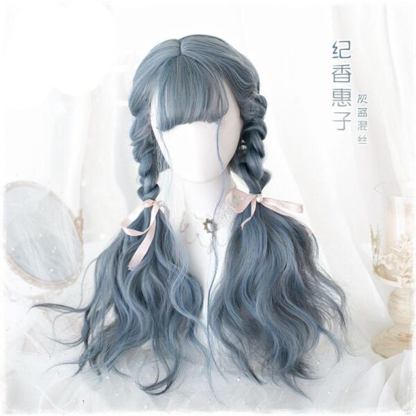 Gothic Blue Long Cosplay Wig – cute kawaii wigs gift for girlfriend
