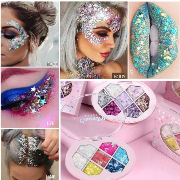 7 Color Chunky Glitter Eyeshadow Palette 7 Color Chunky Glitter Eyeshadow Palette – kawaii gift idea for her