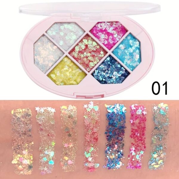 7 Color Chunky Glitter Eyeshadow Palette 7 Color Chunky Glitter Eyeshadow Palette – best kawaii gift for birthday