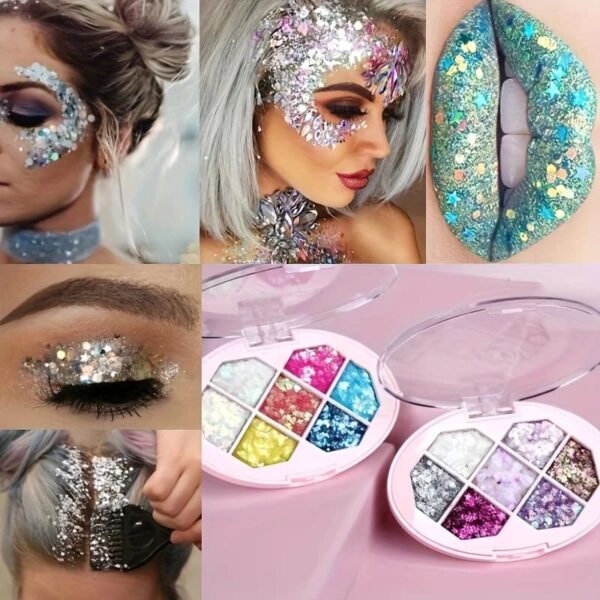 7 Color Chunky Glitter Eyeshadow Palette 7 Color Chunky Glitter Eyeshadow Palette – kawaii gift for best friend