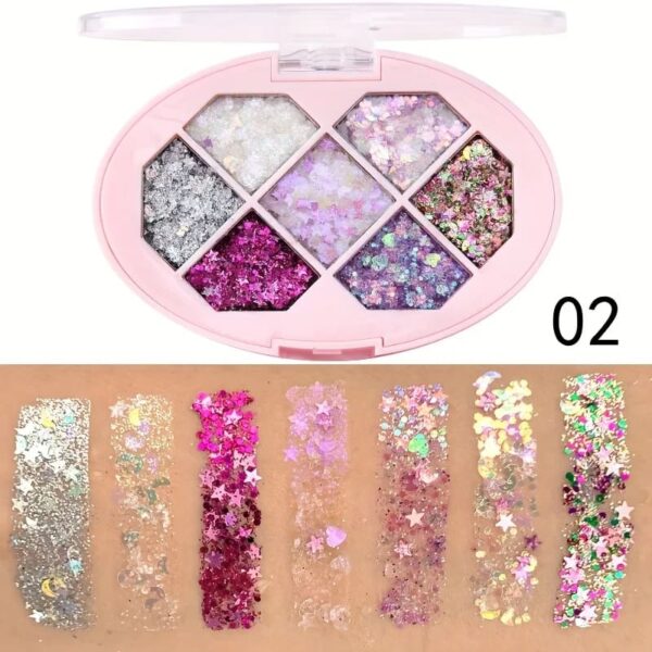 7 Color Chunky Glitter Eyeshadow Palette 7 Color Chunky Glitter Eyeshadow Palette – soft kawaii plushie gift idea