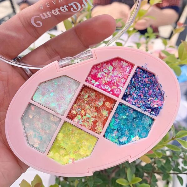 7 Color Chunky Glitter Eyeshadow Palette 7 Color Chunky Glitter Eyeshadow Palette – cute kawaii makeup gift for girlfriend