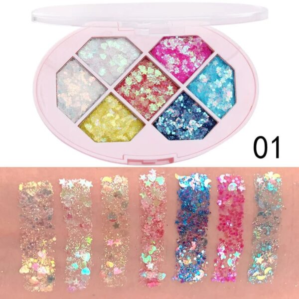 7 Color Chunky Glitter Eyeshadow Palette 7 Color Chunky Glitter Eyeshadow Palette – kawaii gift idea for her