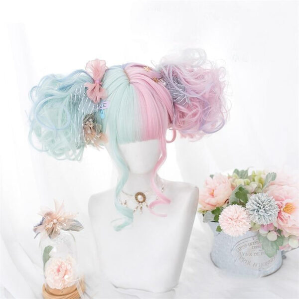 Mint & Pink Bun Wig Mint & Pink Bun Wig – soft kawaii plushie gift idea
