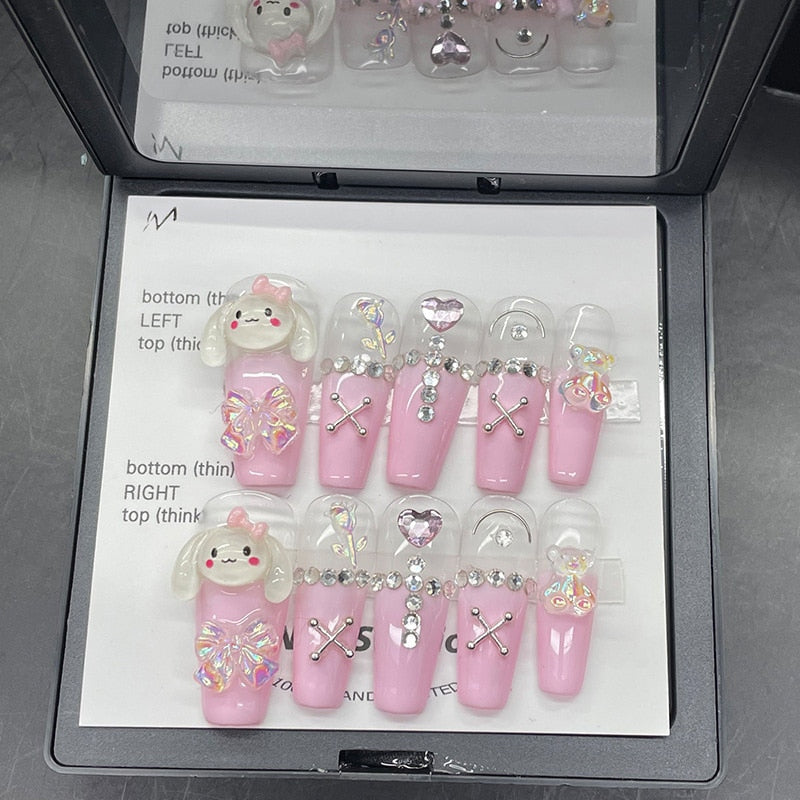 Pink Puppy Press On Nails — Kawaii Stuffed Animal | My Heart Teddy